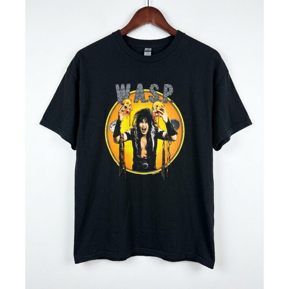 W.A.S.P. Band T Shirt Unisex XL Black Graphic Heavy Cotton Crew Neck Rock Tee